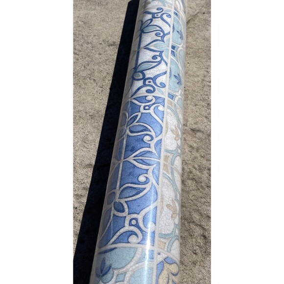 NIP NORWALL Prepasted WALLPAPER 56 SqFt MOROCCAN TILES KE29950 Blue White Vinyl - Picture 5 of 5